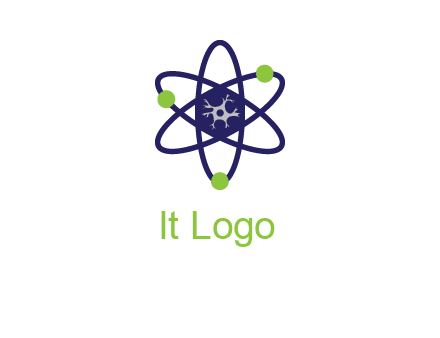 neuroanatomy or nuclear logo showing a cell inside an atomic model