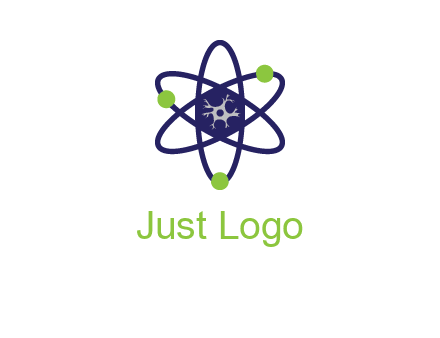 neuroanatomy or nuclear logo showing a cell inside an atomic model