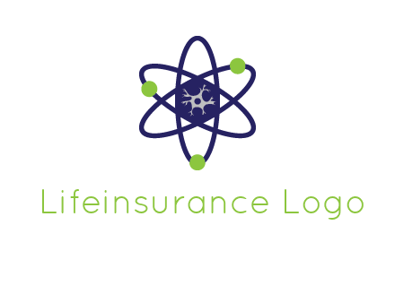 neuroanatomy or nuclear logo showing a cell inside an atomic model