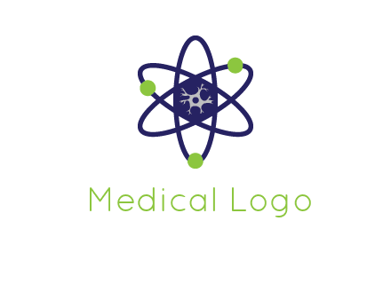 neuroanatomy or nuclear logo showing a cell inside an atomic model