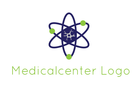 neuroanatomy or nuclear logo showing a cell inside an atomic model