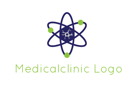 neuroanatomy or nuclear logo showing a cell inside an atomic model