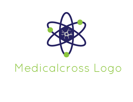 neuroanatomy or nuclear logo showing a cell inside an atomic model