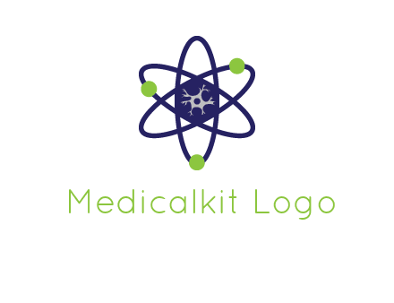 neuroanatomy or nuclear logo showing a cell inside an atomic model