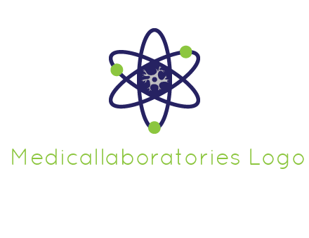 neuroanatomy or nuclear logo showing a cell inside an atomic model