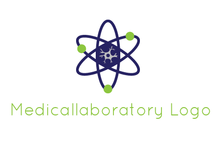 neuroanatomy or nuclear logo showing a cell inside an atomic model
