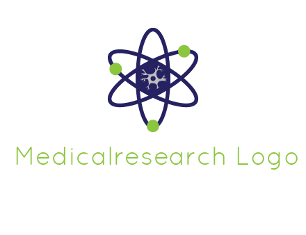 neuroanatomy or nuclear logo showing a cell inside an atomic model