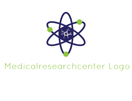 neuroanatomy or nuclear logo showing a cell inside an atomic model