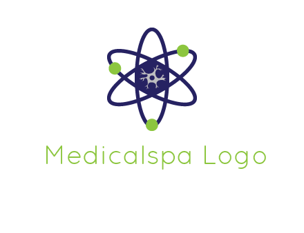 neuroanatomy or nuclear logo showing a cell inside an atomic model