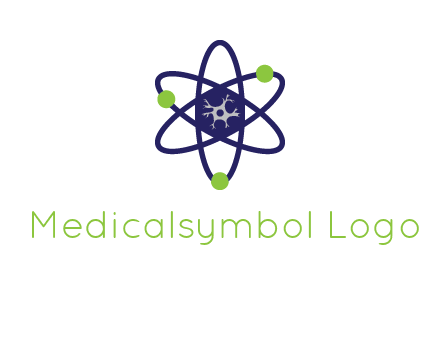 neuroanatomy or nuclear logo showing a cell inside an atomic model
