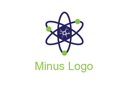 neuroanatomy or nuclear logo showing a cell inside an atomic model