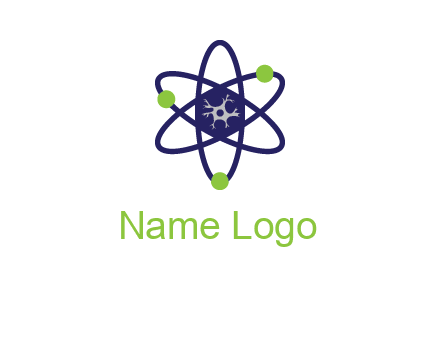 neuroanatomy or nuclear logo showing a cell inside an atomic model
