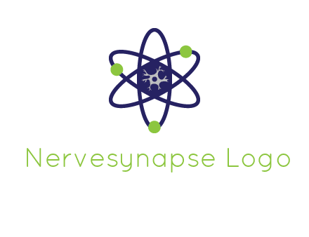neuroanatomy or nuclear logo showing a cell inside an atomic model