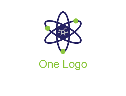 neuroanatomy or nuclear logo showing a cell inside an atomic model