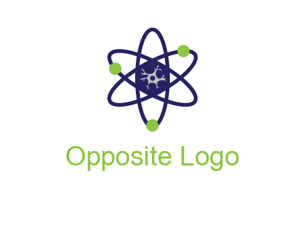 neuroanatomy or nuclear logo showing a cell inside an atomic model