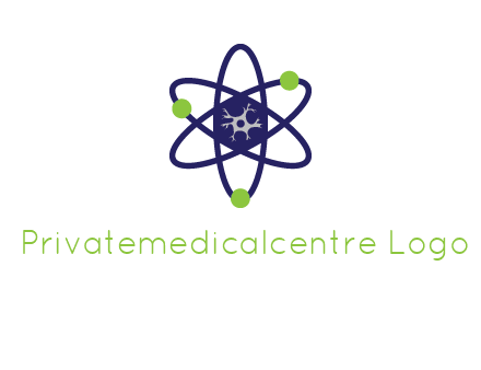 neuroanatomy or nuclear logo showing a cell inside an atomic model