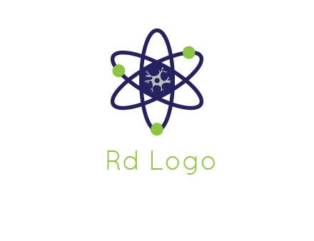 neuroanatomy or nuclear logo showing a cell inside an atomic model