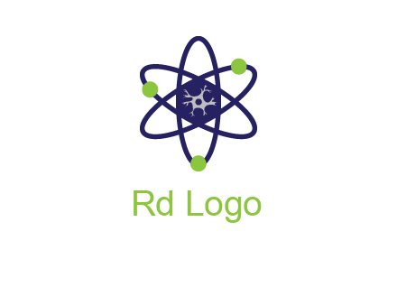 neuroanatomy or nuclear logo showing a cell inside an atomic model