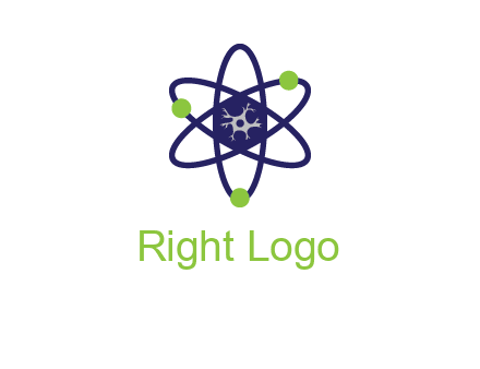 neuroanatomy or nuclear logo showing a cell inside an atomic model