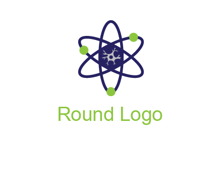neuroanatomy or nuclear logo showing a cell inside an atomic model