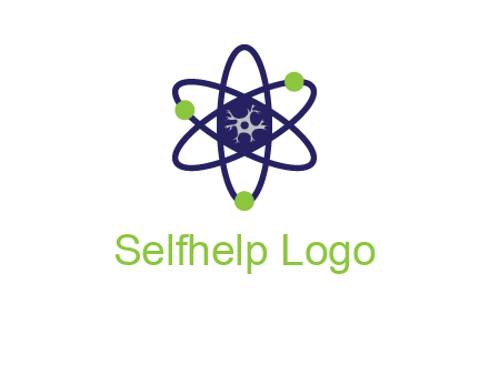 neuroanatomy or nuclear logo showing a cell inside an atomic model