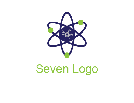 neuroanatomy or nuclear logo showing a cell inside an atomic model