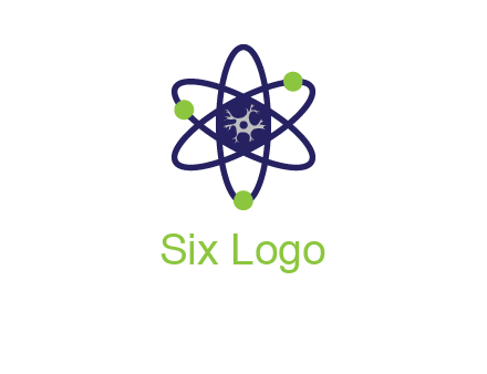 neuroanatomy or nuclear logo showing a cell inside an atomic model