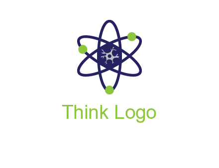 neuroanatomy or nuclear logo showing a cell inside an atomic model