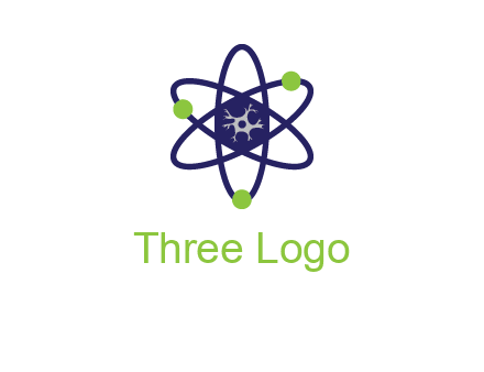 neuroanatomy or nuclear logo showing a cell inside an atomic model