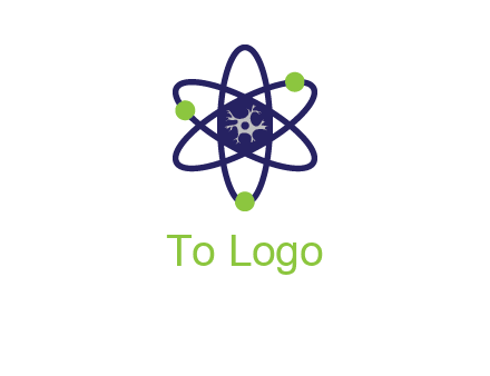 neuroanatomy or nuclear logo showing a cell inside an atomic model