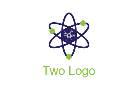 neuroanatomy or nuclear logo showing a cell inside an atomic model