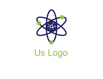 neuroanatomy or nuclear logo showing a cell inside an atomic model