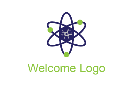 neuroanatomy or nuclear logo showing a cell inside an atomic model