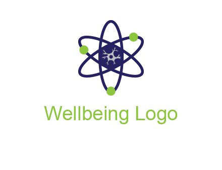 neuroanatomy or nuclear logo showing a cell inside an atomic model