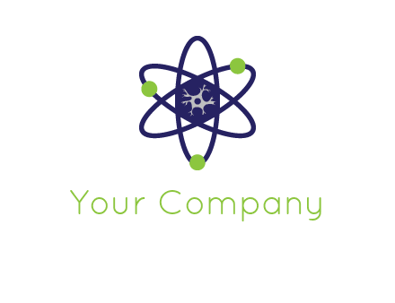 neuroanatomy or nuclear logo showing a cell inside an atomic model