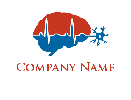 EKG, ECG or heartbeat waves attached to a nerve cell inside the brain