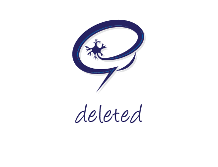 brain outline logo with a nerve cell and synapse inside