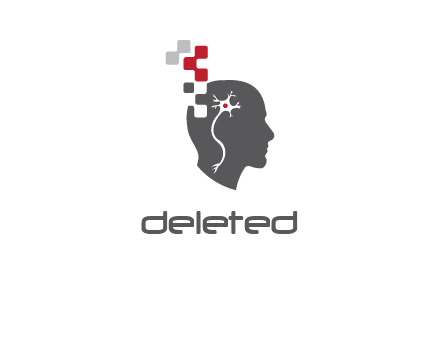 human brain tumor with technology square connection logo