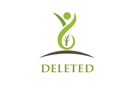 abstract person doing yoga with leaf logo