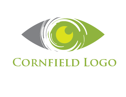 abstract eye inside circle swooshes logo