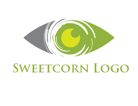abstract eye inside circle swooshes logo