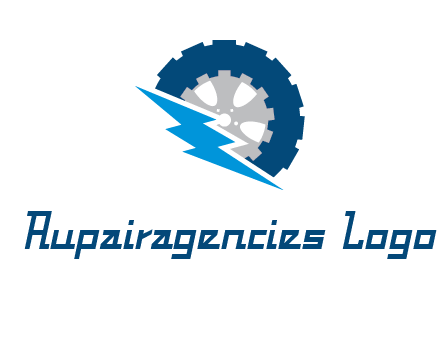 car wheel inside the gear with lightening bolt logo