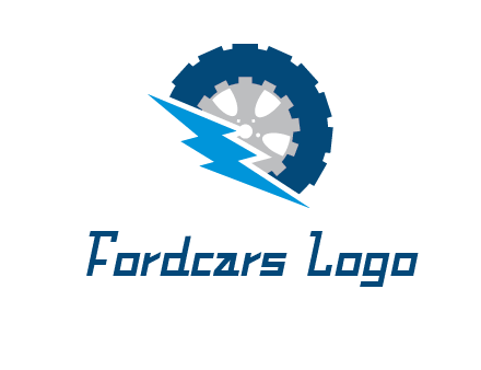 car wheel inside the gear with lightening bolt logo