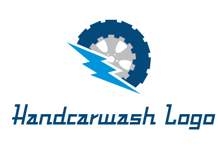 car wheel inside the gear with lightening bolt logo