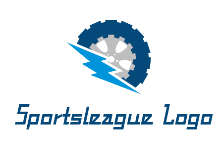 car wheel inside the gear with lightening bolt logo