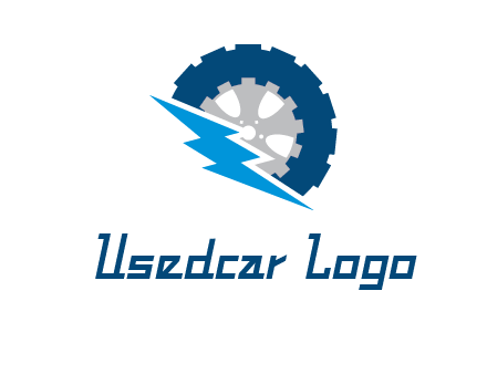 car wheel inside the gear with lightening bolt logo