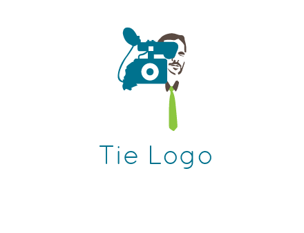 a person behind the camera with tie logo