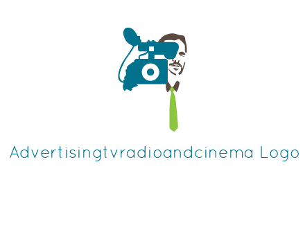 a person behind the camera with tie logo