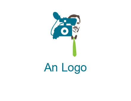 a person behind the camera with tie logo