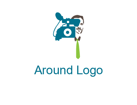 a person behind the camera with tie logo